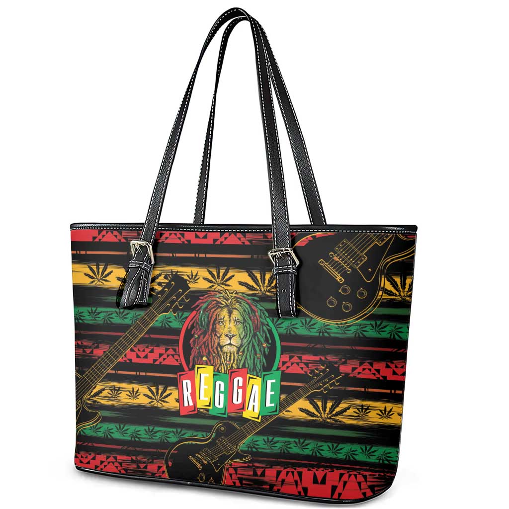 International Reggae Day Leather Tote Bag Rastafarian Lion Legend of Reggae - Wonder Print Shop