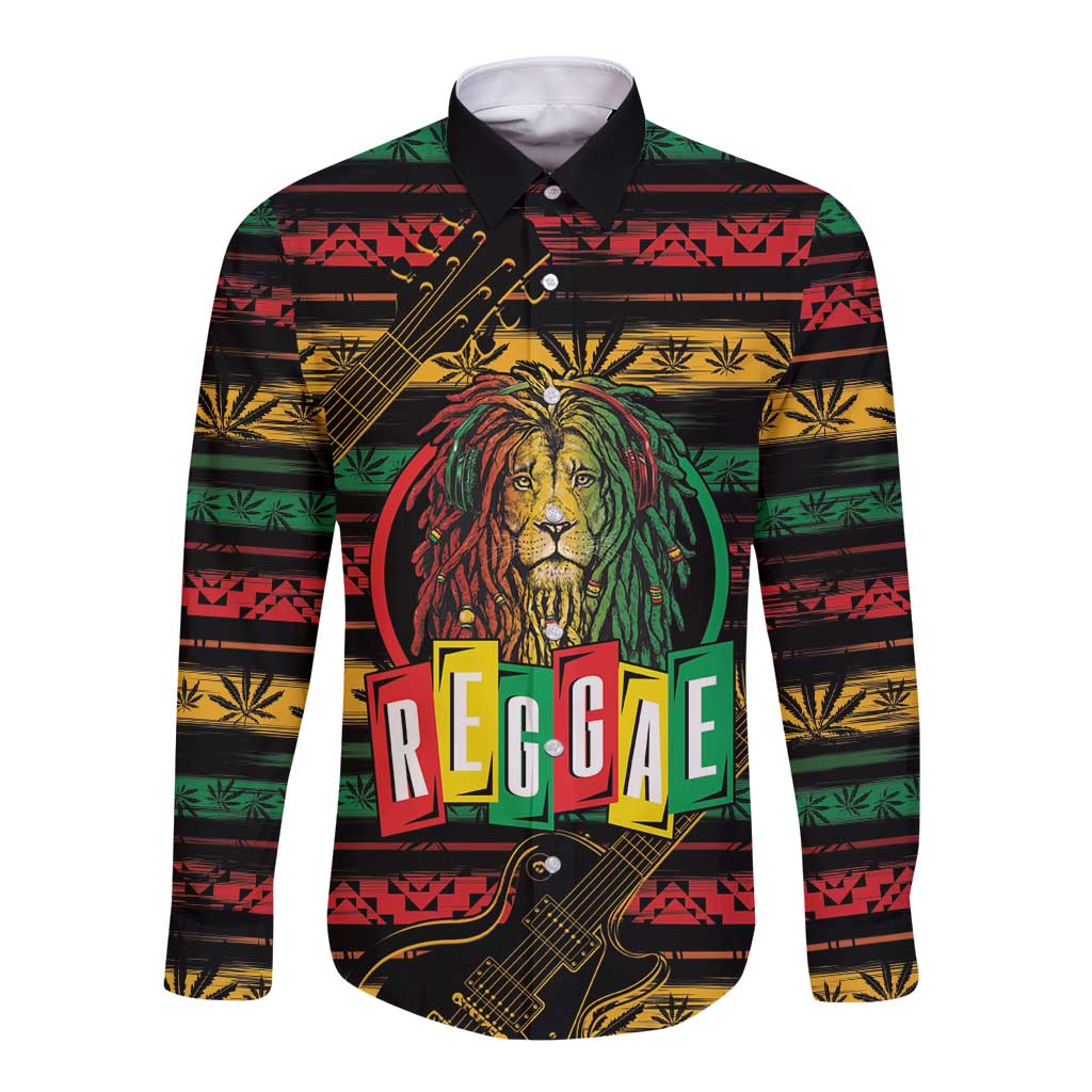 International Reggae Day Long Sleeve Button Shirt Rastafarian Lion Legend of Reggae - Wonder Print Shop