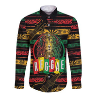 International Reggae Day Long Sleeve Button Shirt Rastafarian Lion Legend of Reggae - Wonder Print Shop