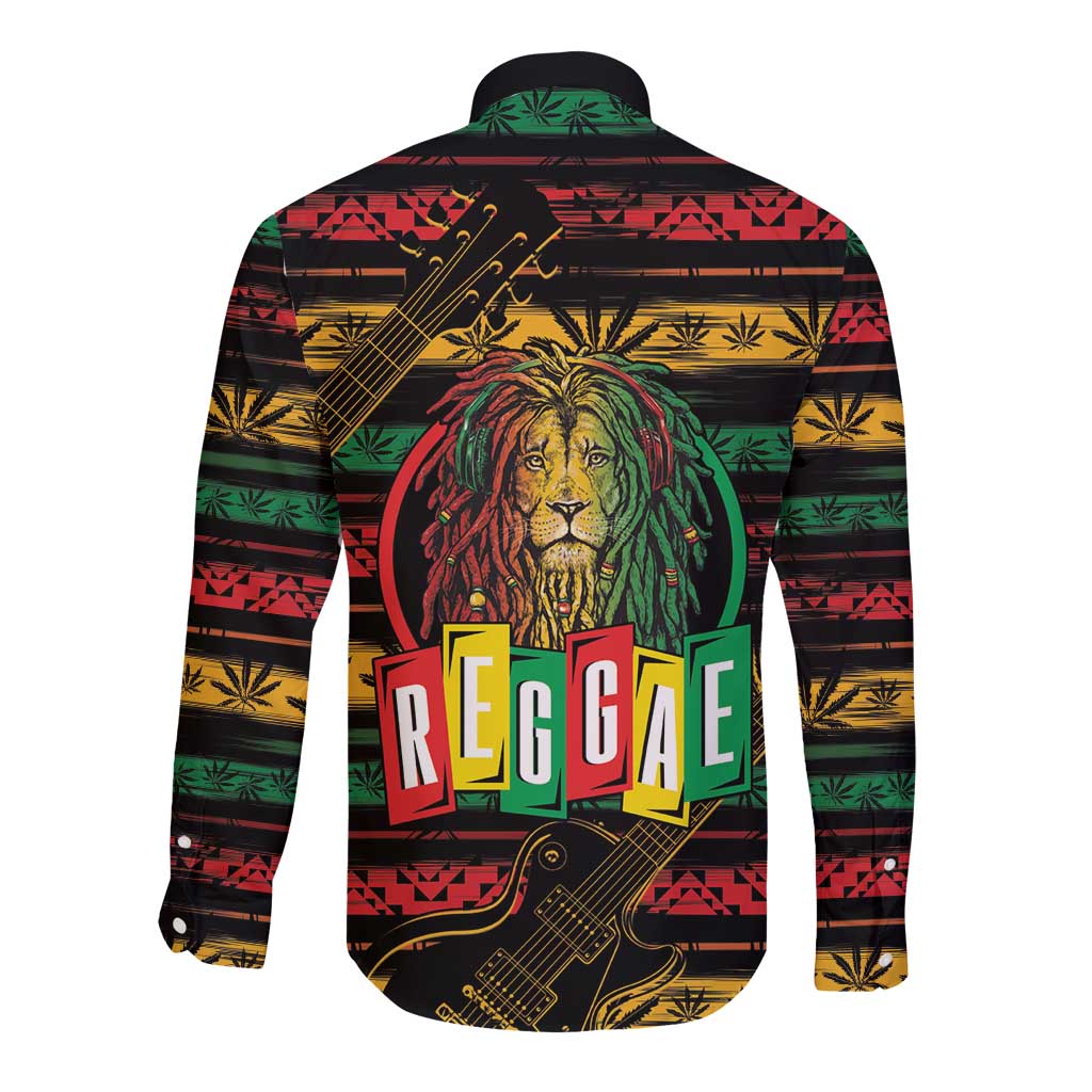 International Reggae Day Long Sleeve Button Shirt Rastafarian Lion Legend of Reggae - Wonder Print Shop