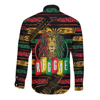 International Reggae Day Long Sleeve Button Shirt Rastafarian Lion Legend of Reggae - Wonder Print Shop