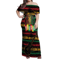 International Reggae Day Off Shoulder Maxi Dress Rastafarian Lion Legend of Reggae - Wonder Print Shop