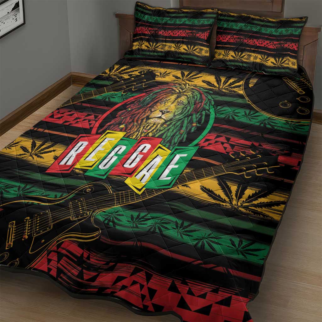 International Reggae Day Quilt Bed Set Rastafarian Lion Legend of Reggae - Wonder Print Shop