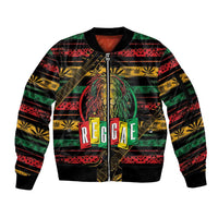 International Reggae Day Sleeve Zip Bomber Jacket Rastafarian Lion Legend of Reggae - Wonder Print Shop