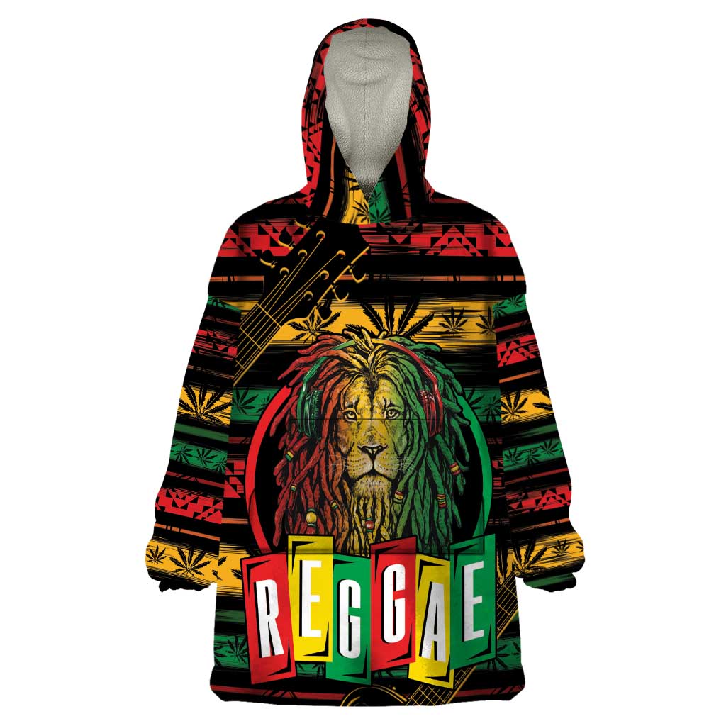 International Reggae Day Wearable Blanket Hoodie Rastafarian Lion Legend of Reggae - Wonder Print Shop