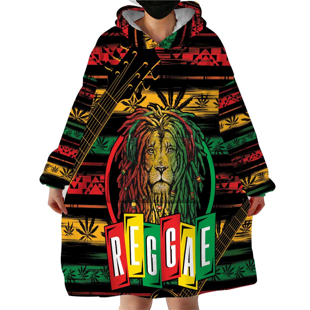 International Reggae Day Wearable Blanket Hoodie Rastafarian Lion Legend of Reggae - Wonder Print Shop