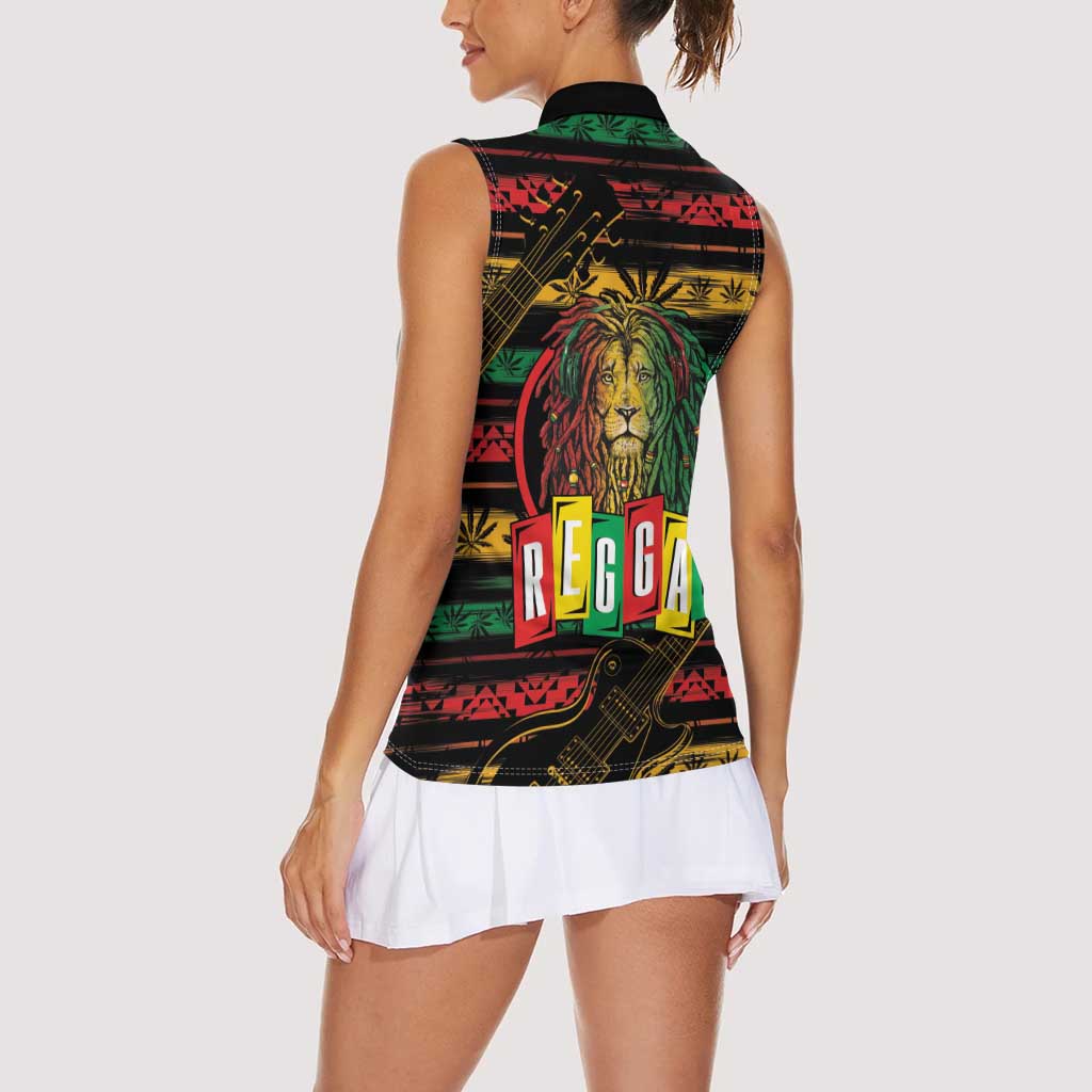 International Reggae Day Women Sleeveless Polo Shirt Rastafarian Lion Legend of Reggae - Wonder Print Shop
