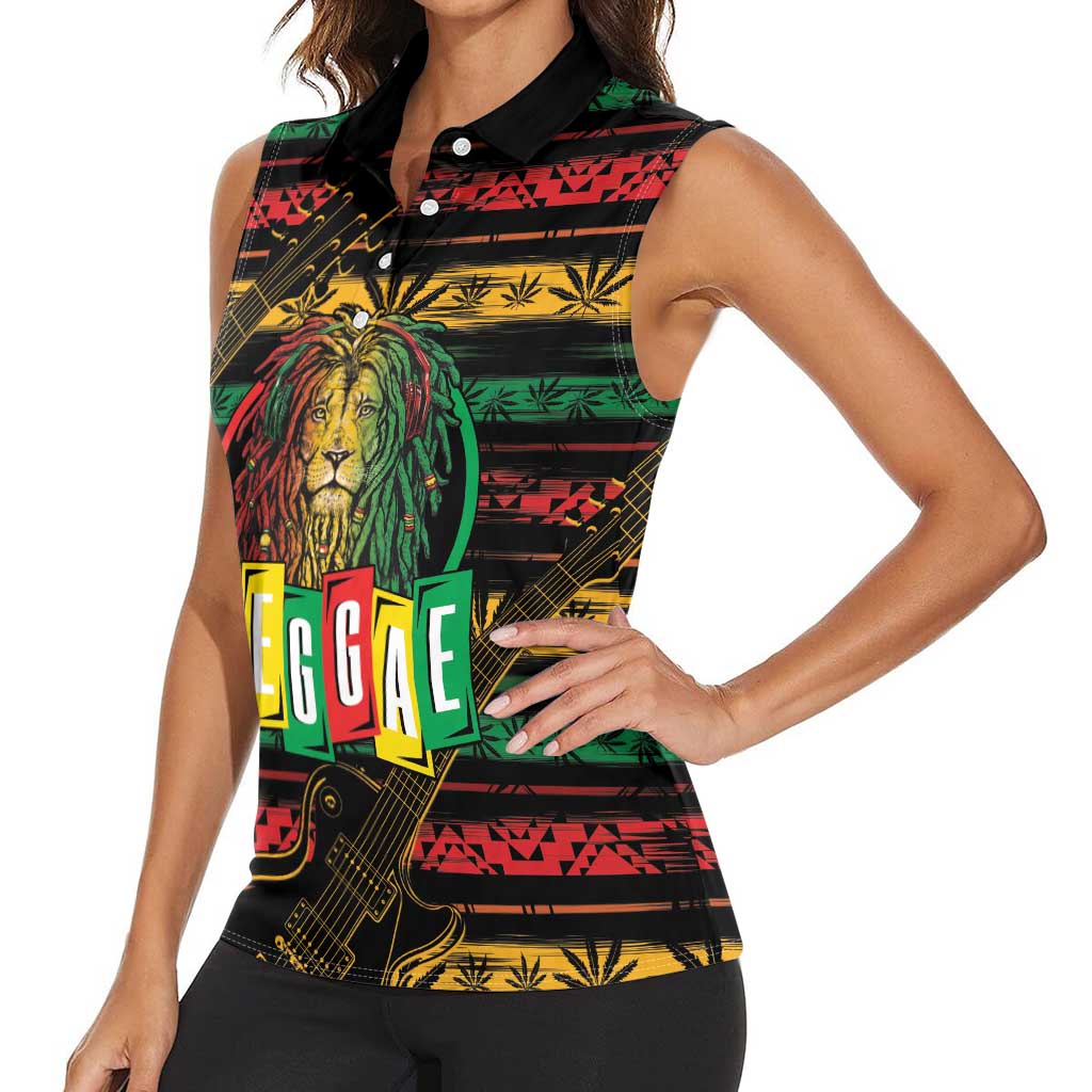 International Reggae Day Women Sleeveless Polo Shirt Rastafarian Lion Legend of Reggae - Wonder Print Shop