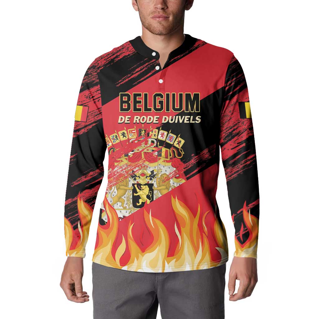 Custom Belgium 2024 Football Button Sweatshirt Go De Rode Duivels - Wonder Print Shop