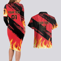 Custom Belgium 2024 Football Couples Matching Long Sleeve Bodycon Dress and Hawaiian Shirt Go De Rode Duivels - Wonder Print Shop