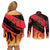 Custom Belgium 2024 Football Couples Matching Off Shoulder Short Dress and Long Sleeve Button Shirt Go De Rode Duivels - Wonder Print Shop
