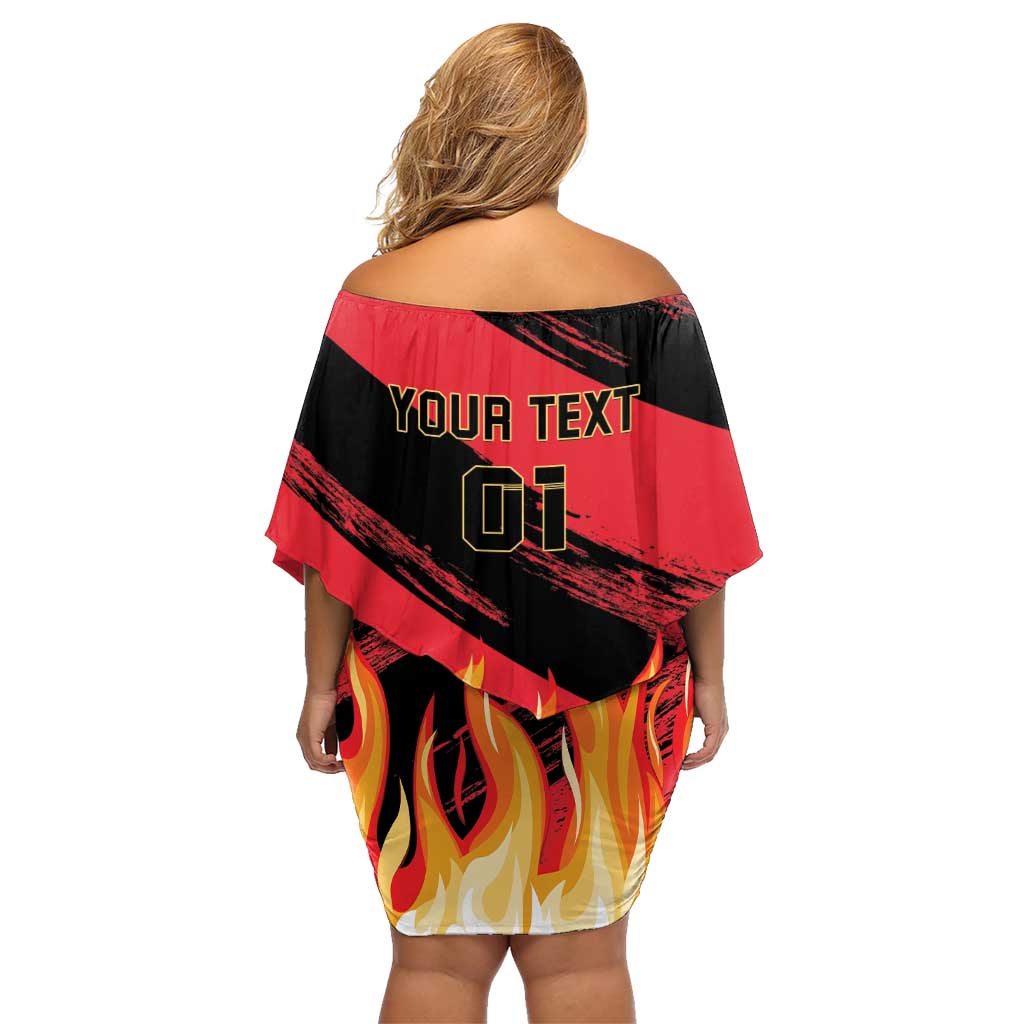 Custom Belgium 2024 Football Family Matching Off Shoulder Short Dress and Hawaiian Shirt Go De Rode Duivels - Wonder Print Shop