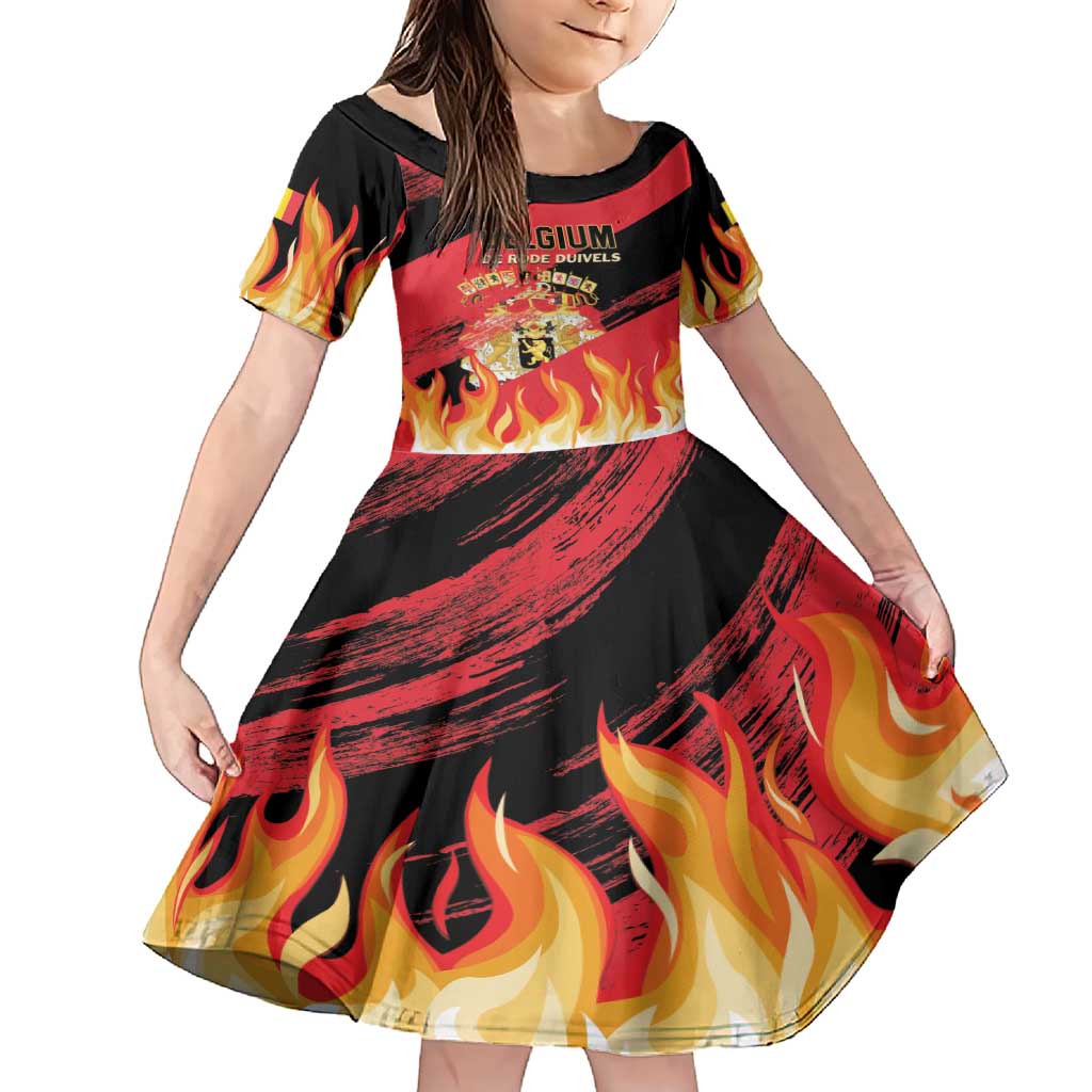 Custom Belgium 2024 Football Family Matching Short Sleeve Bodycon Dress and Hawaiian Shirt Go De Rode Duivels - Wonder Print Shop