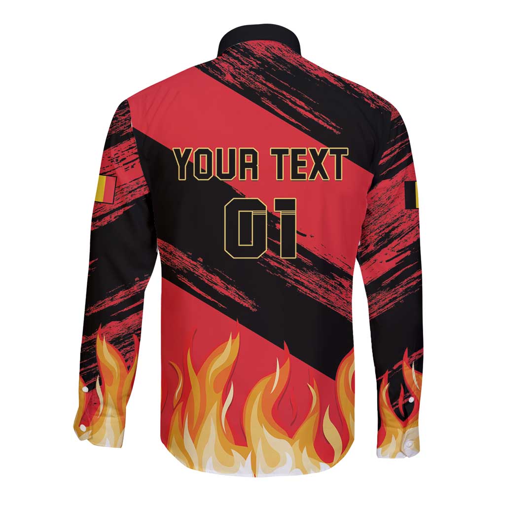 Custom Belgium 2024 Football Long Sleeve Button Shirt Go De Rode Duivels - Wonder Print Shop