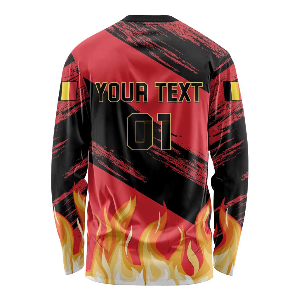 Custom Belgium 2024 Football Long Sleeve Shirt Go De Rode Duivels - Wonder Print Shop