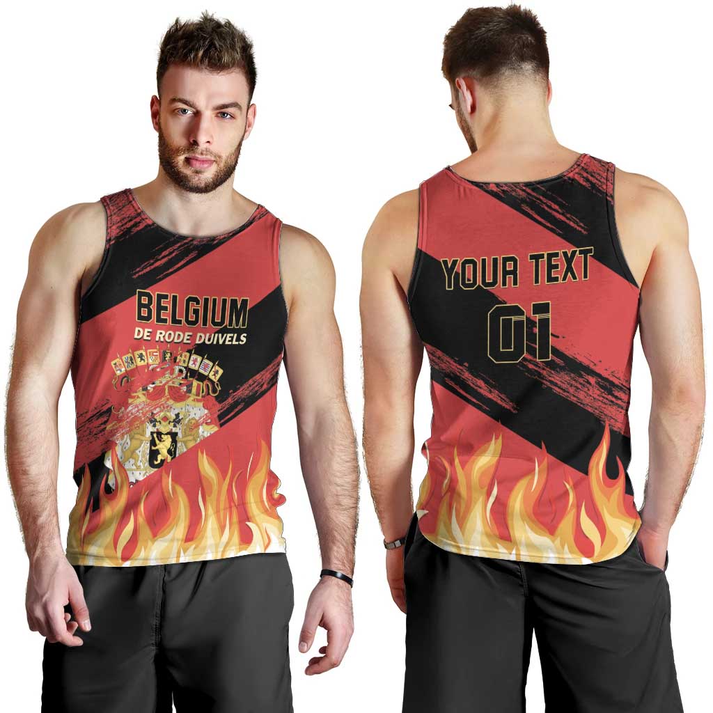 Custom Belgium 2024 Football Men Tank Top Go De Rode Duivels - Wonder Print Shop