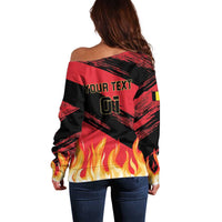 Custom Belgium 2024 Football Off Shoulder Sweater Go De Rode Duivels - Wonder Print Shop