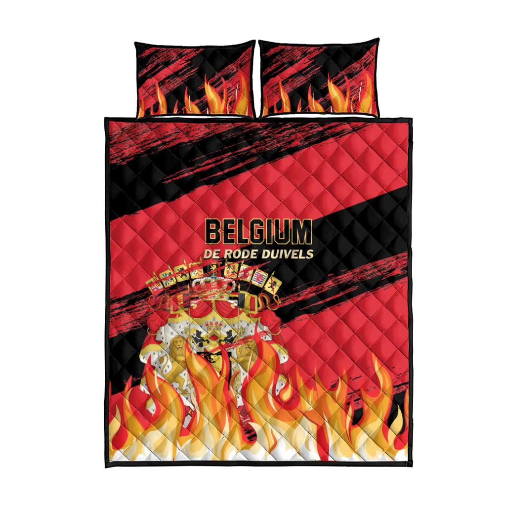 Belgium 2024 Football Quilt Bed Set Go De Rode Duivels - Wonder Print Shop