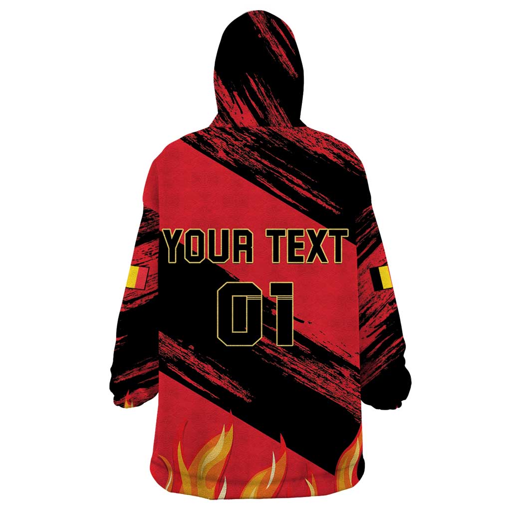 Custom Belgium 2024 Football Wearable Blanket Hoodie Go De Rode Duivels - Wonder Print Shop