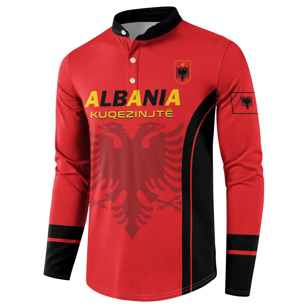 Custom Albania 2024 Football Button Sweatshirt Come On Kuqezinjte - Wonder Print Shop