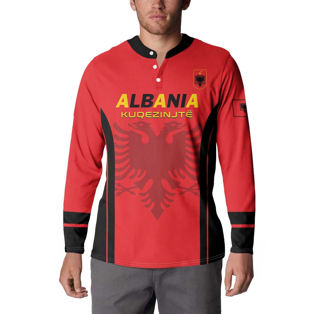 Custom Albania 2024 Football Button Sweatshirt Come On Kuqezinjte - Wonder Print Shop