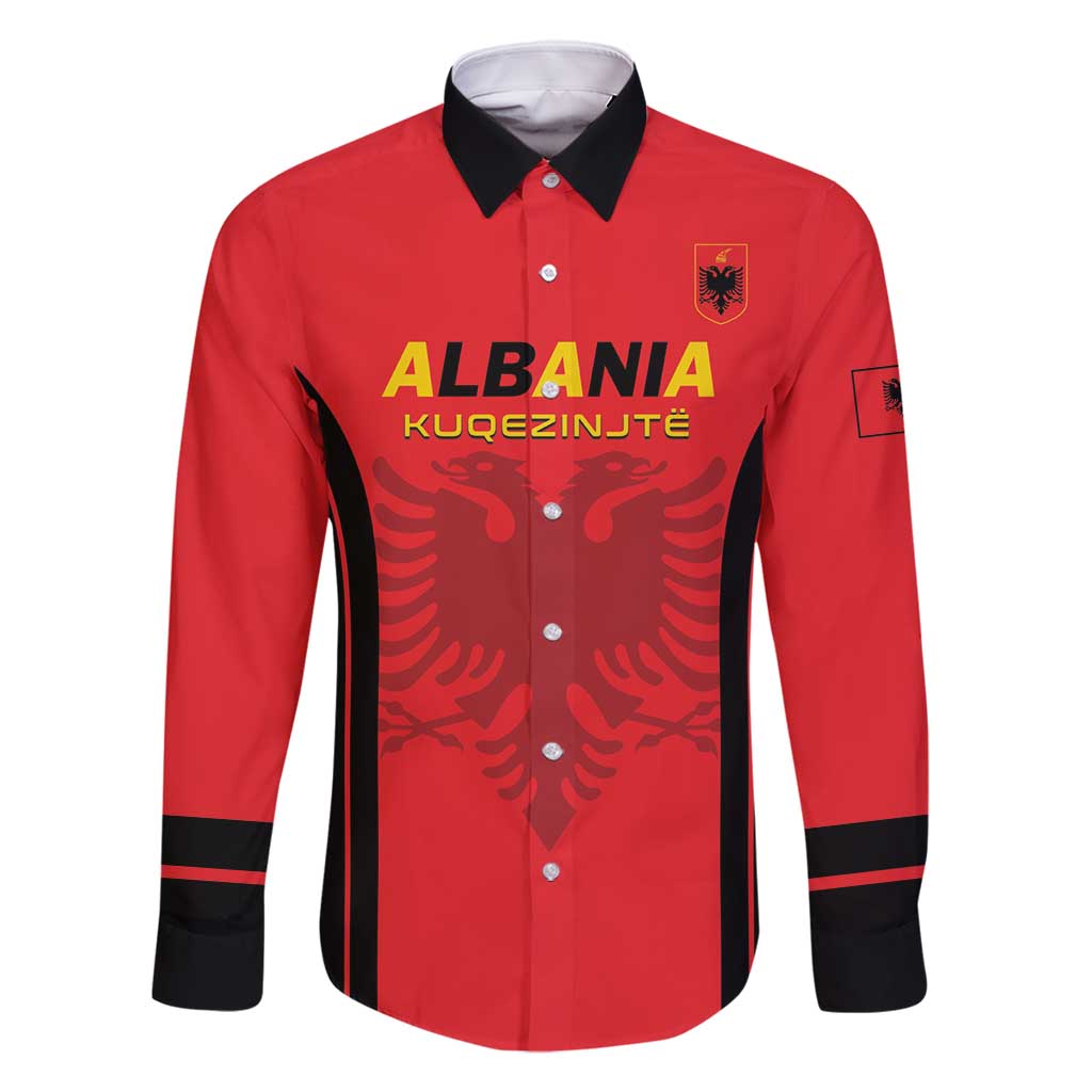 Custom Albania 2024 Football Family Matching Long Sleeve Bodycon Dress and Hawaiian Shirt Come On Kuqezinjte - Wonder Print Shop