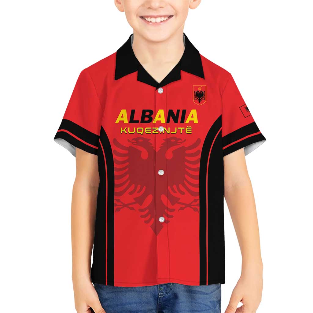 Custom Albania 2024 Football Family Matching Off Shoulder Short Dress and Hawaiian Shirt Come On Kuqezinjte - Wonder Print Shop