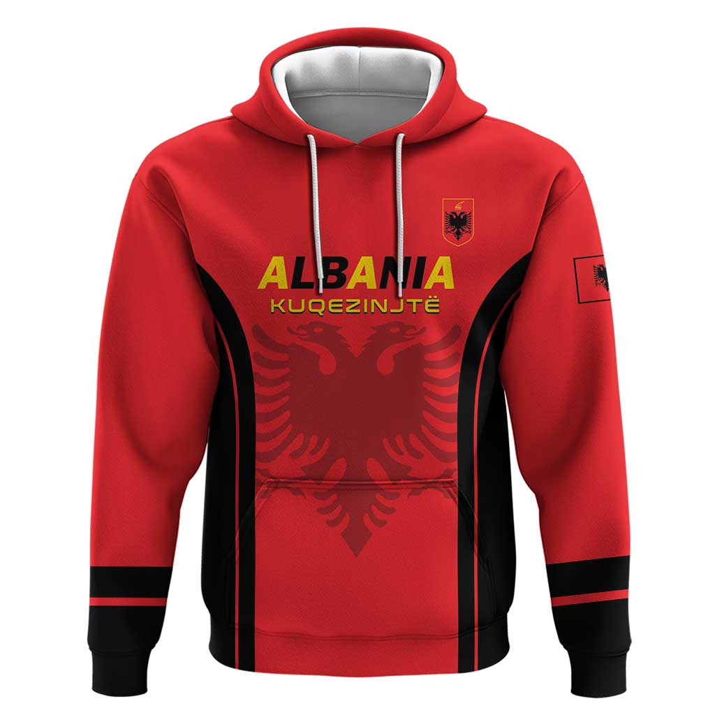Custom Albania 2024 Football Zip Hoodie Come On Kuqezinjte - Wonder Print Shop