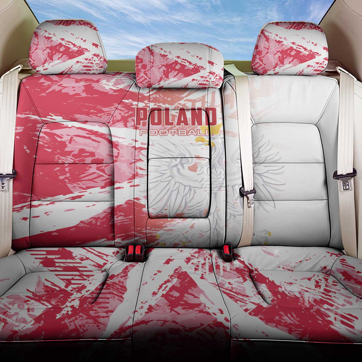 Poland 2024 Football Back Car Seat Cover Orly Go Champions - Wonder Print Shop