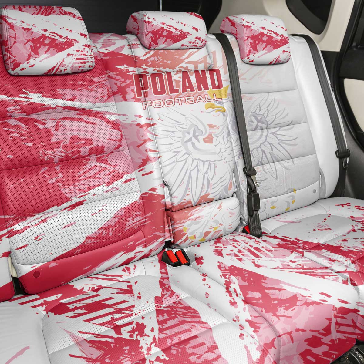 Poland 2024 Football Back Car Seat Cover Orly Go Champions - Wonder Print Shop