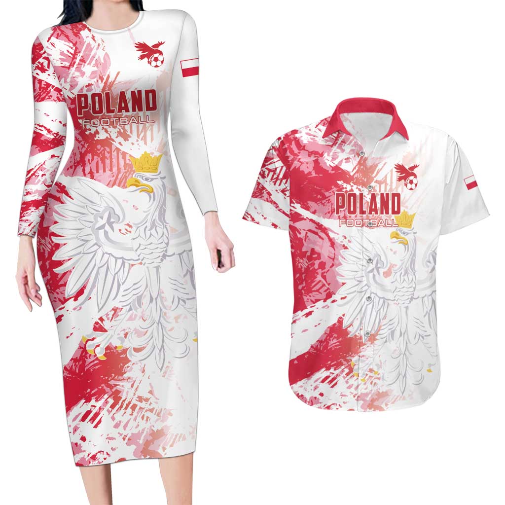 Custom Poland 2024 Football Couples Matching Long Sleeve Bodycon Dress and Hawaiian Shirt Orly Go Champions - Wonder Print Shop