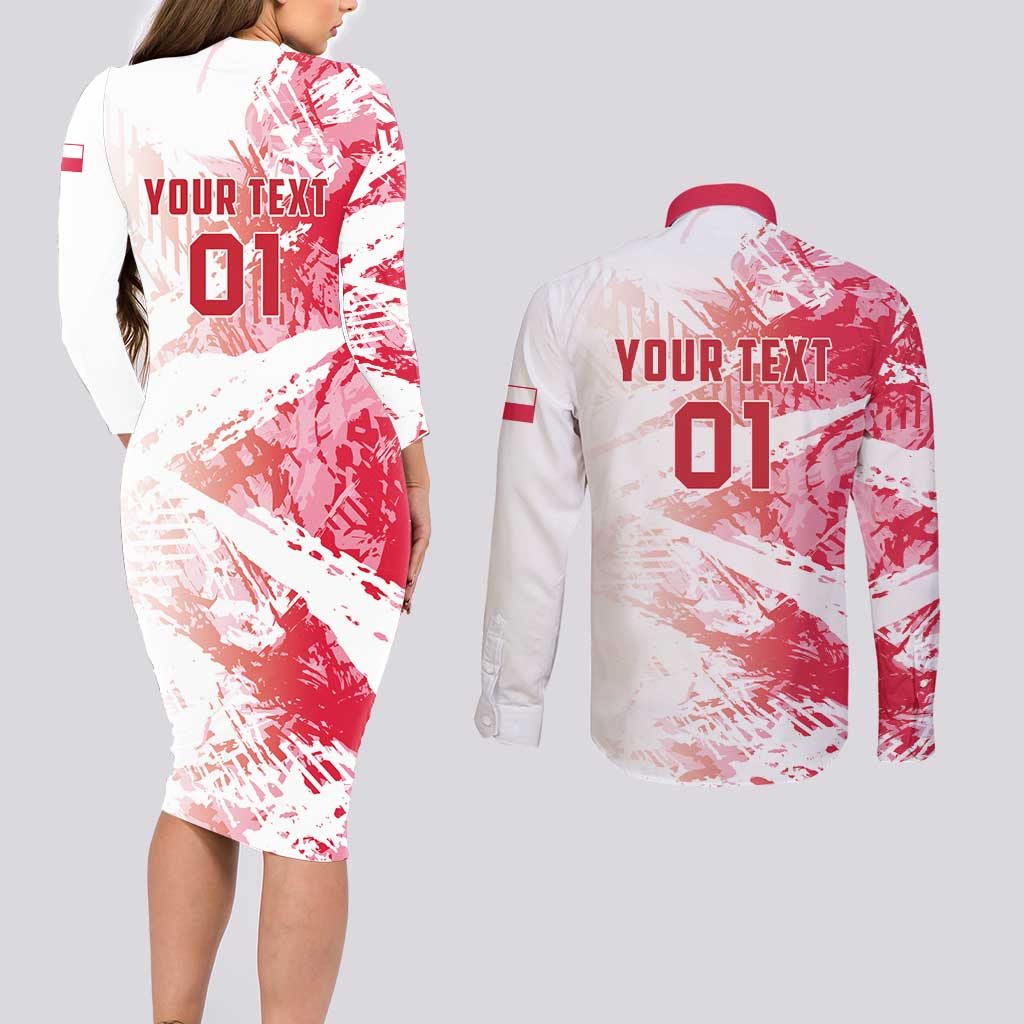 Custom Poland 2024 Football Couples Matching Long Sleeve Bodycon Dress and Long Sleeve Button Shirt Orly Go Champions - Wonder Print Shop