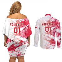 Custom Poland 2024 Football Couples Matching Off Shoulder Short Dress and Long Sleeve Button Shirt Orly Go Champions - Wonder Print Shop