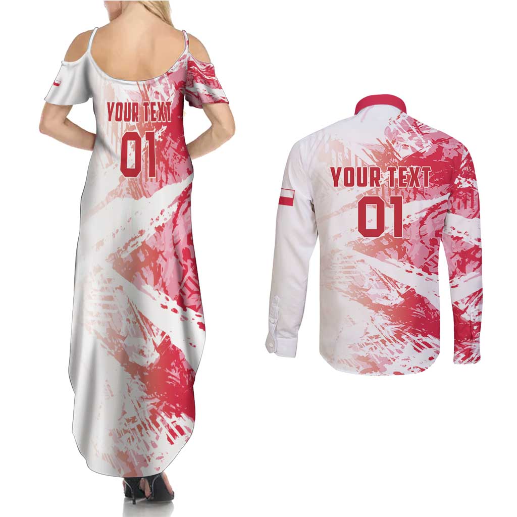 Custom Poland 2024 Football Couples Matching Summer Maxi Dress and Long Sleeve Button Shirt Orly Go Champions - Wonder Print Shop