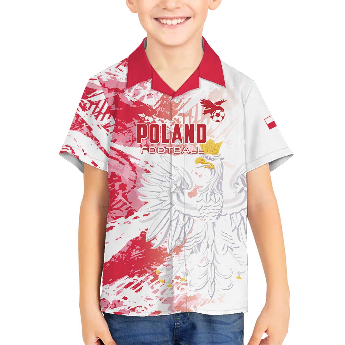 Custom Poland 2024 Football Family Matching Off The Shoulder Long Sleeve Dress and Hawaiian Shirt Orly Go Champions - Wonder Print Shop