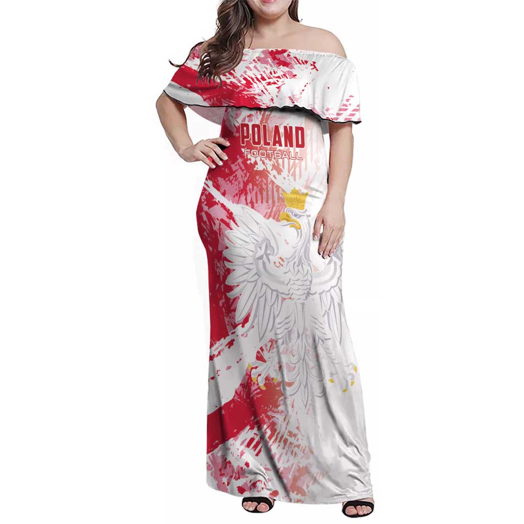 Custom Poland 2024 Football Family Matching Off Shoulder Maxi Dress and Hawaiian Shirt Orly Go Champions - Wonder Print Shop