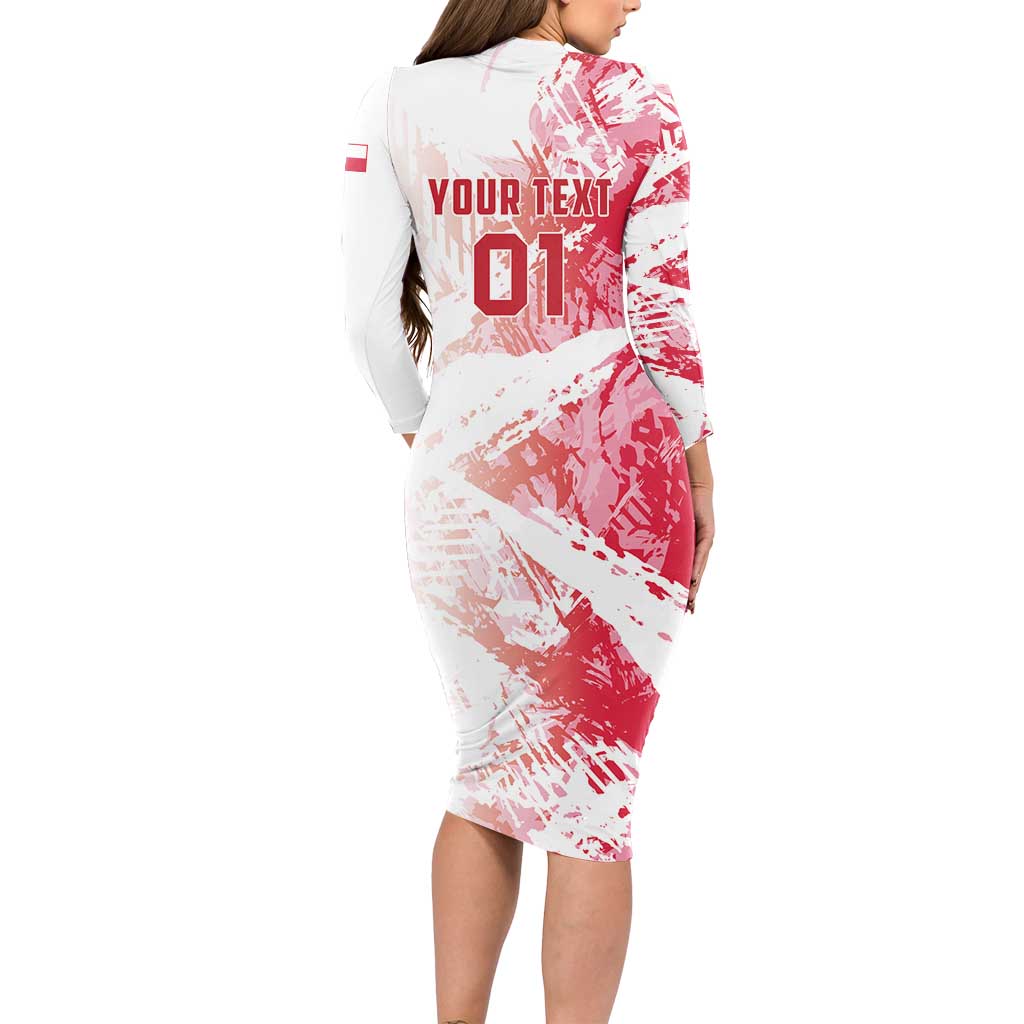 Custom Poland 2024 Football Long Sleeve Bodycon Dress Orly Go Champions - Wonder Print Shop