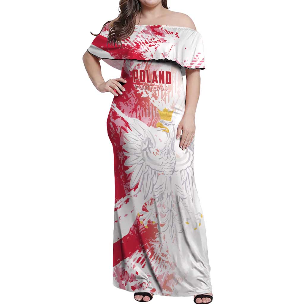 Custom Poland 2024 Football Off Shoulder Maxi Dress Orly Go Champions - Wonder Print Shop