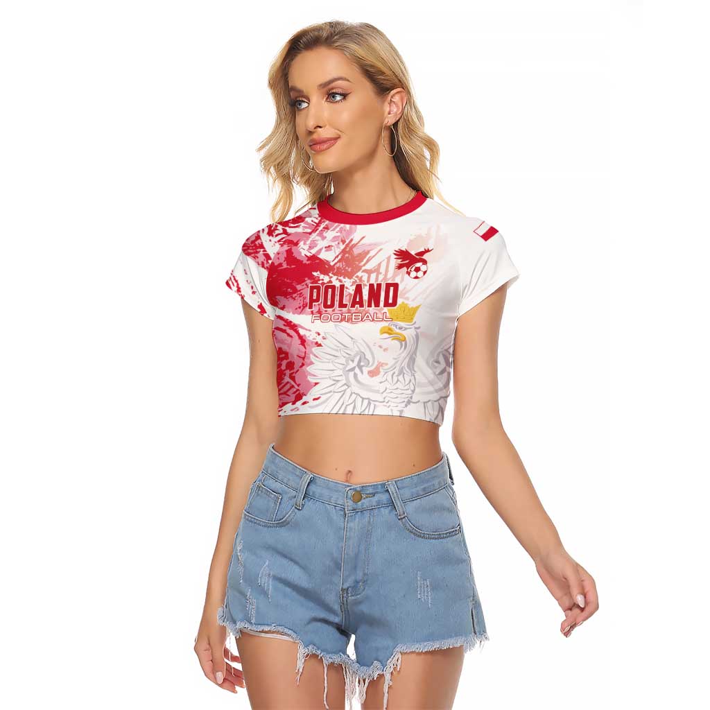Custom Poland 2024 Football Raglan Cropped T Shirt Orly Go Champions - Wonder Print Shop