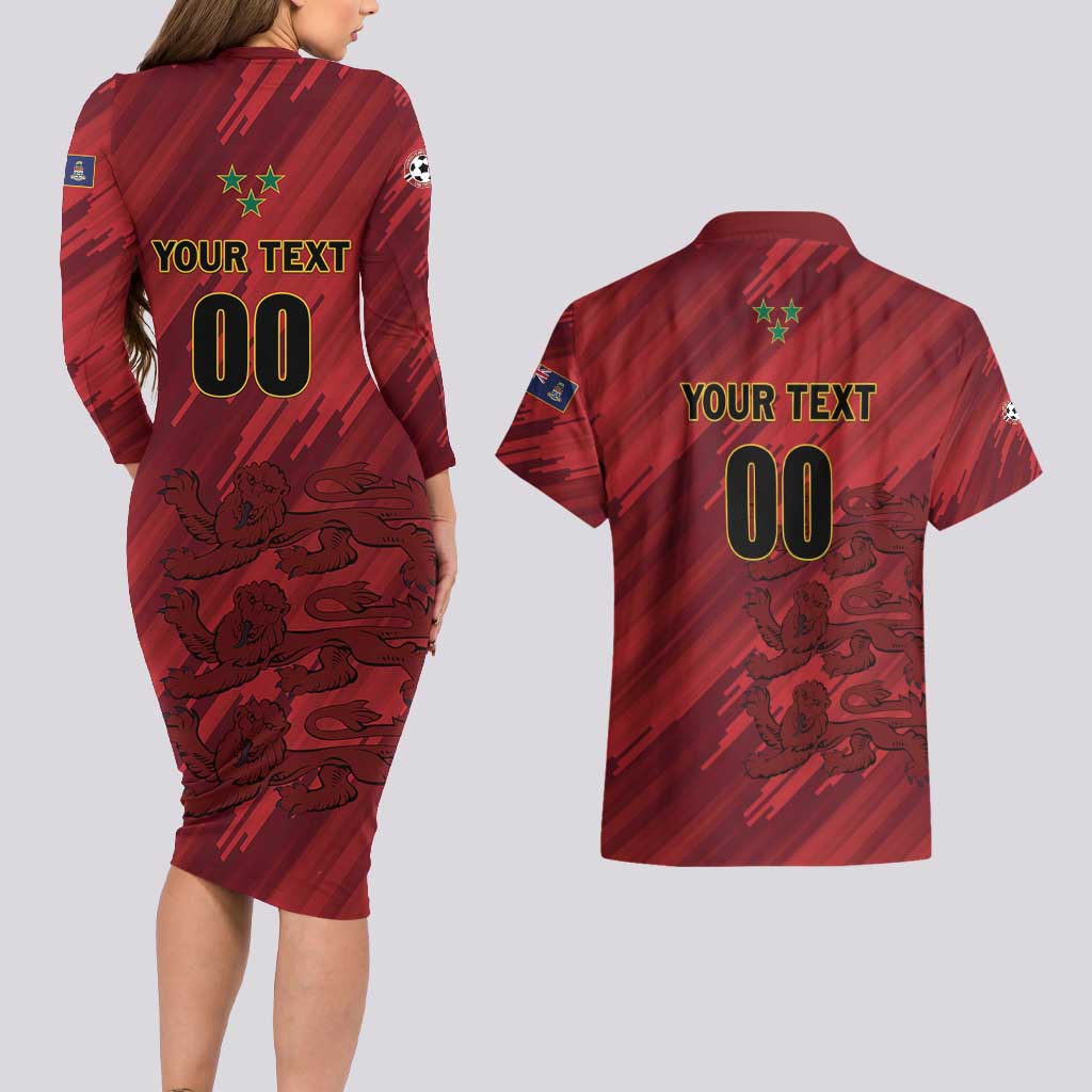 Custom Football Cayman Islands Couples Matching Long Sleeve Bodycon Dress and Hawaiian Shirt The Turtles Come On - Wonder Print Shop
