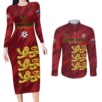 Custom Football Cayman Islands Couples Matching Long Sleeve Bodycon Dress and Long Sleeve Button Shirt The Turtles Come On - Wonder Print Shop