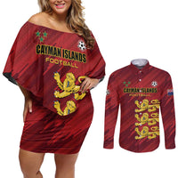 Custom Football Cayman Islands Couples Matching Off Shoulder Short Dress and Long Sleeve Button Shirt The Turtles Come On - Wonder Print Shop