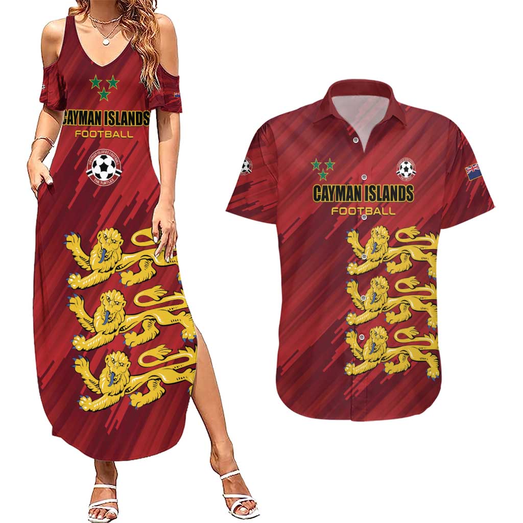 Custom Football Cayman Islands Couples Matching Summer Maxi Dress and Hawaiian Shirt The Turtles Come On - Wonder Print Shop