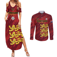 Custom Football Cayman Islands Couples Matching Summer Maxi Dress and Long Sleeve Button Shirt The Turtles Come On - Wonder Print Shop