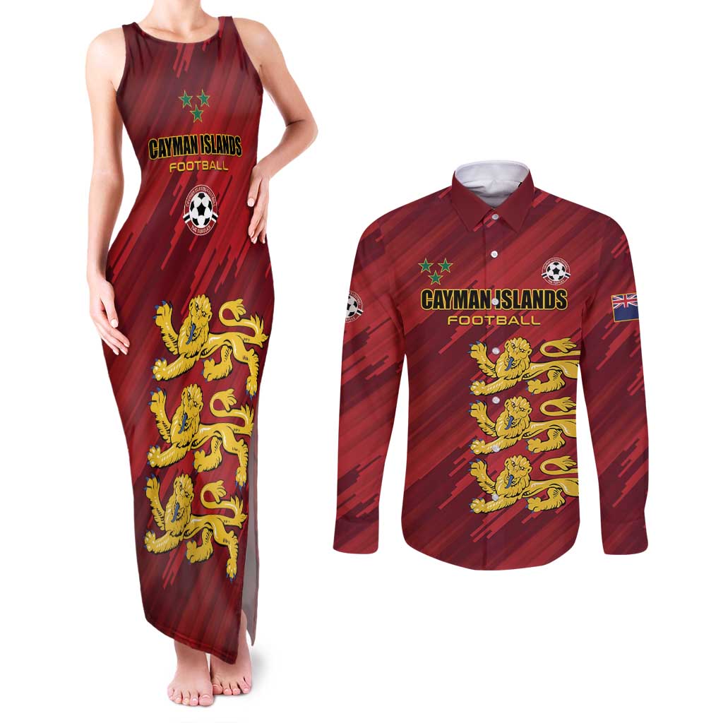 Custom Football Cayman Islands Couples Matching Tank Maxi Dress and Long Sleeve Button Shirt The Turtles Come On - Wonder Print Shop