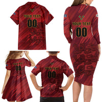 Custom Football Cayman Islands Family Matching Long Sleeve Bodycon Dress and Hawaiian Shirt The Turtles Come On - Wonder Print Shop