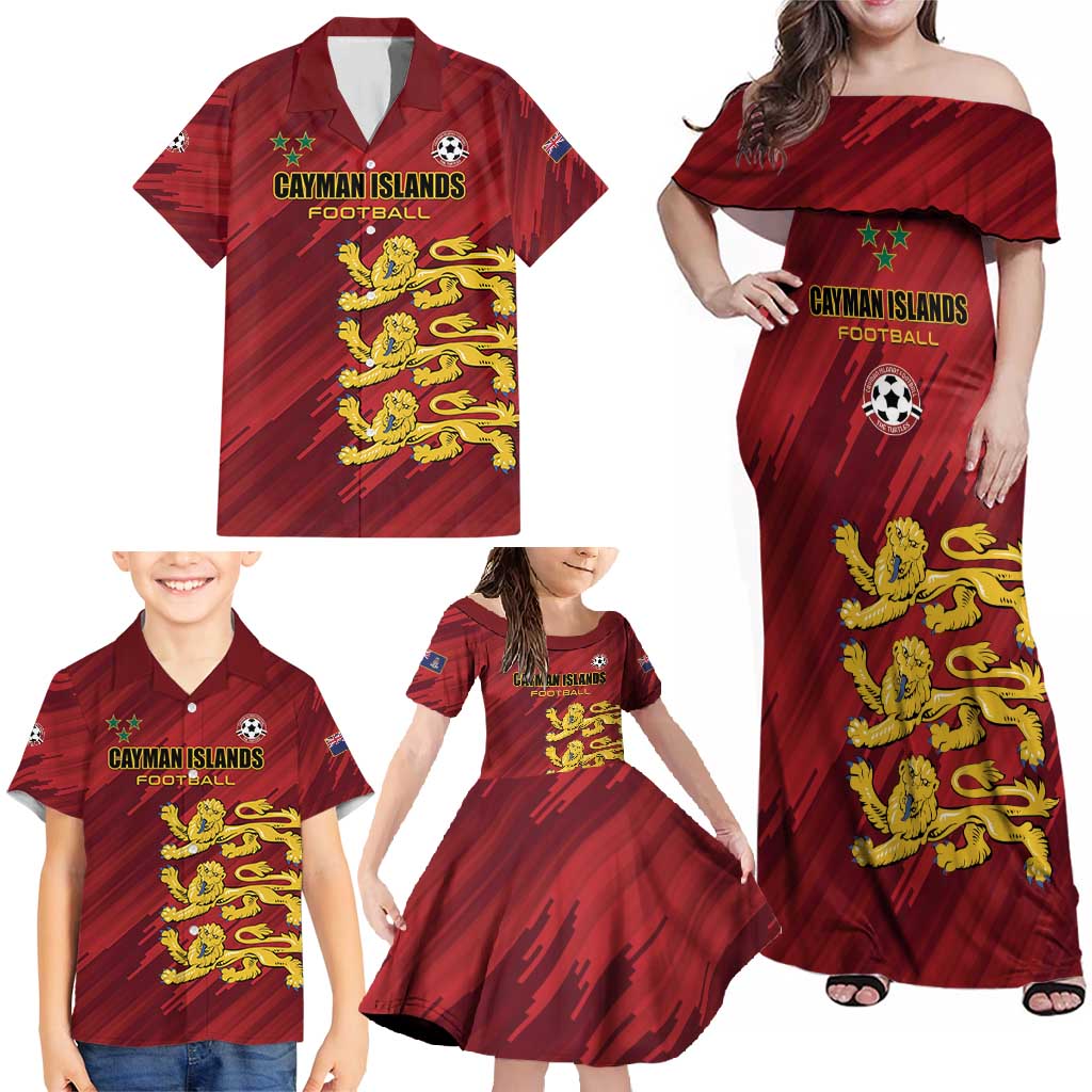 Custom Football Cayman Islands Family Matching Off Shoulder Maxi Dress and Hawaiian Shirt The Turtles Come On - Wonder Print Shop