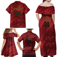 Custom Football Cayman Islands Family Matching Off Shoulder Maxi Dress and Hawaiian Shirt The Turtles Come On - Wonder Print Shop