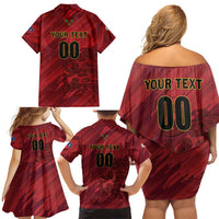 Custom Football Cayman Islands Family Matching Off Shoulder Short Dress and Hawaiian Shirt The Turtles Come On - Wonder Print Shop