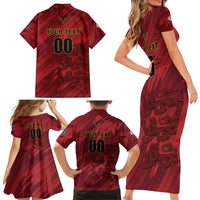Custom Football Cayman Islands Family Matching Short Sleeve Bodycon Dress and Hawaiian Shirt The Turtles Come On - Wonder Print Shop